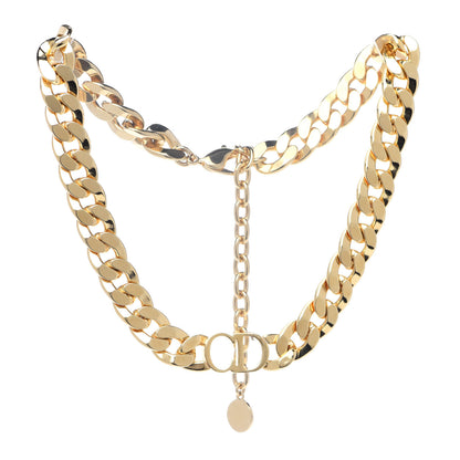 Christian Dior Metal CD Choker Necklace Gold 1 of 5
