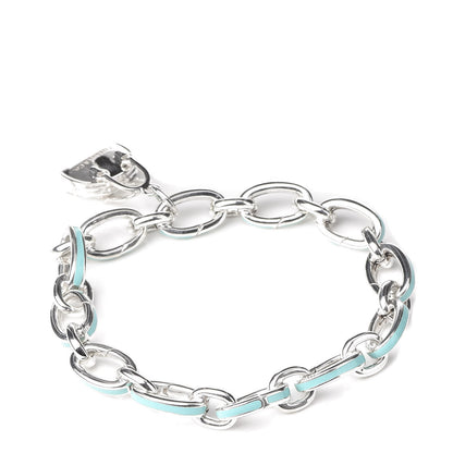 Tiffany Sterling Silver Enamel Clasping Link Charm Bracelet Blue 3 of 4