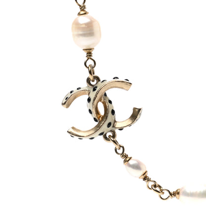 Chanel Enamel Pearl CC Long Necklace Gold 4 of 5