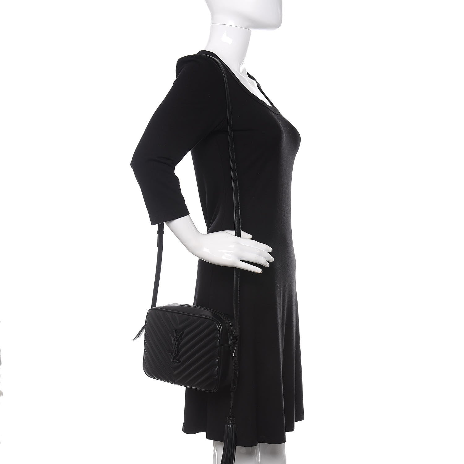 Saint Laurent Calfskin Matelasse Monogram Lou Camera Bag Black 2 of 9