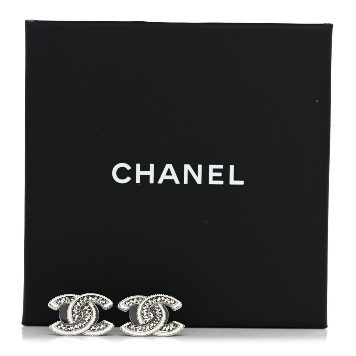 Crystal Resin CC Earrings Silver