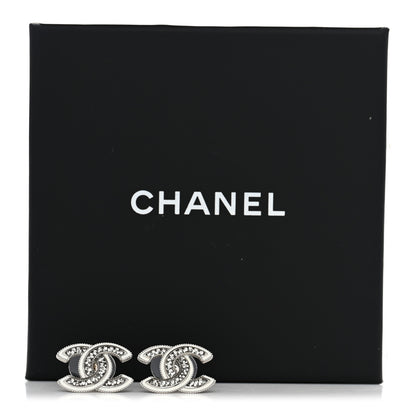 Chanel Crystal Resin CC Earrings Silver 5 of 5