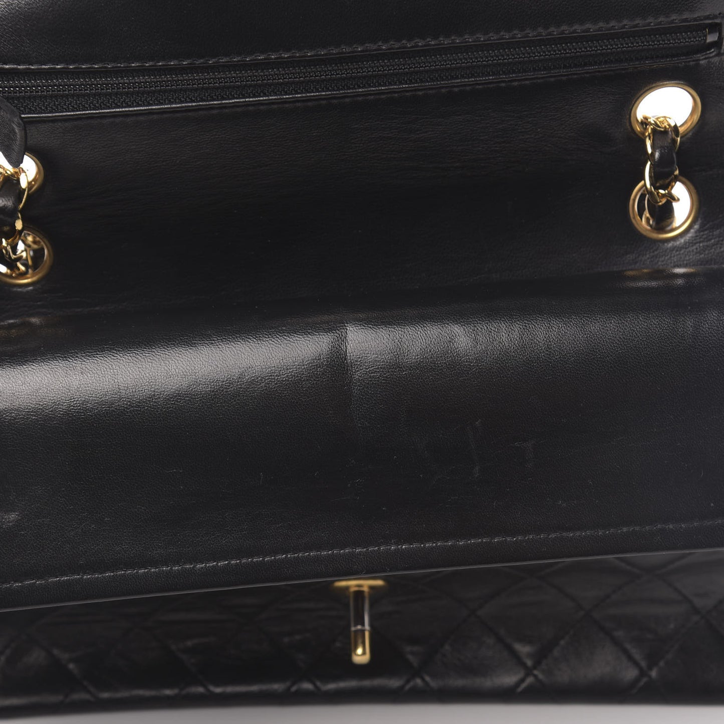 Lambskin Quilted Medium Double Flap Black
