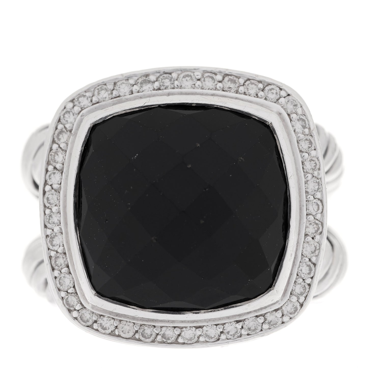 Sterling Silver Diamond Black Onyx 14mm Albion Statement Ring 52 6