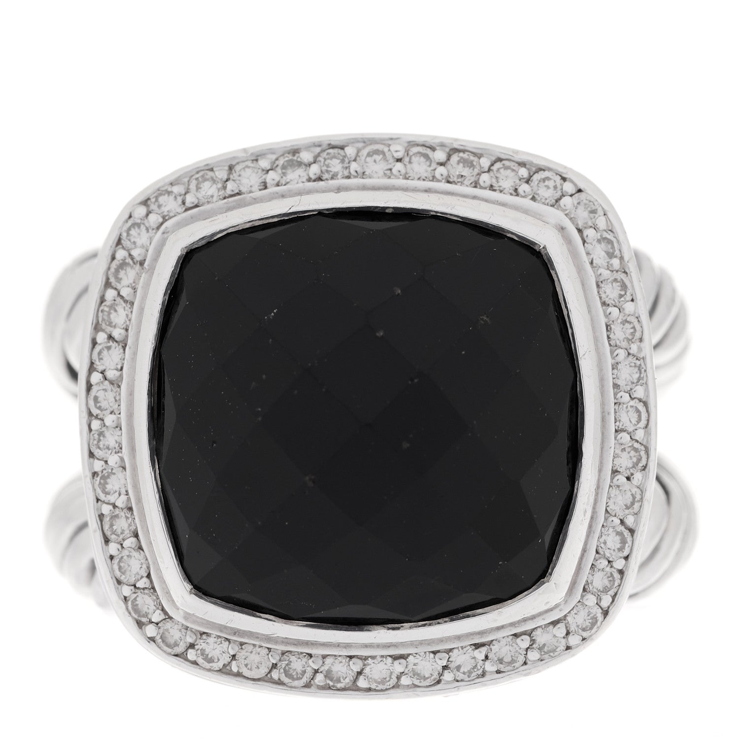 David Yurman Sterling Silver Diamond Black Onyx 14mm Albion Statement Ring 52 6 1 of 7