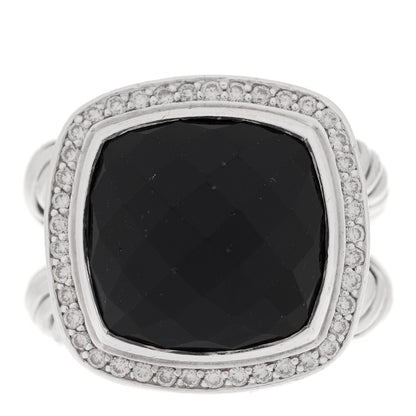 David Yurman Sterling Silver Diamond Black Onyx 14mm Albion Statement Ring 52 6 1 of 7
