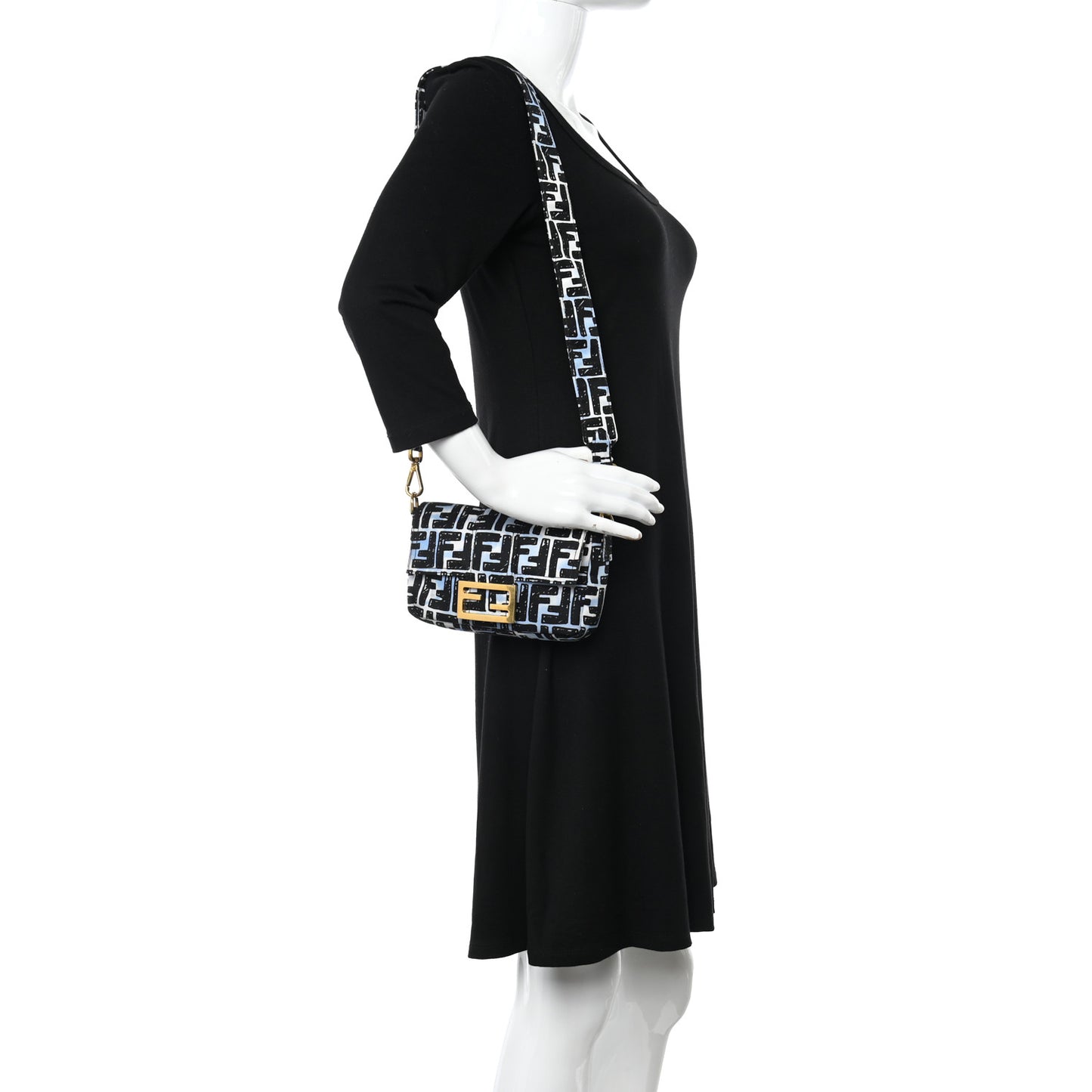 X JOSHUA VIDES Nylon FF Cloudy Mini Belt Baguette Bag White Celeste Black