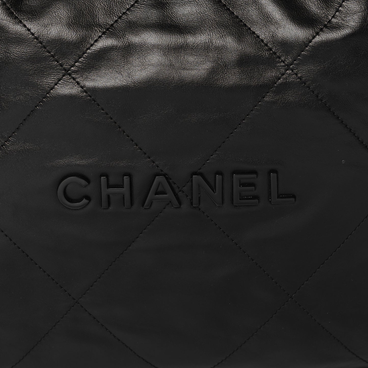 Shiny Calfskin Quilted Small Chanel 22 So Black