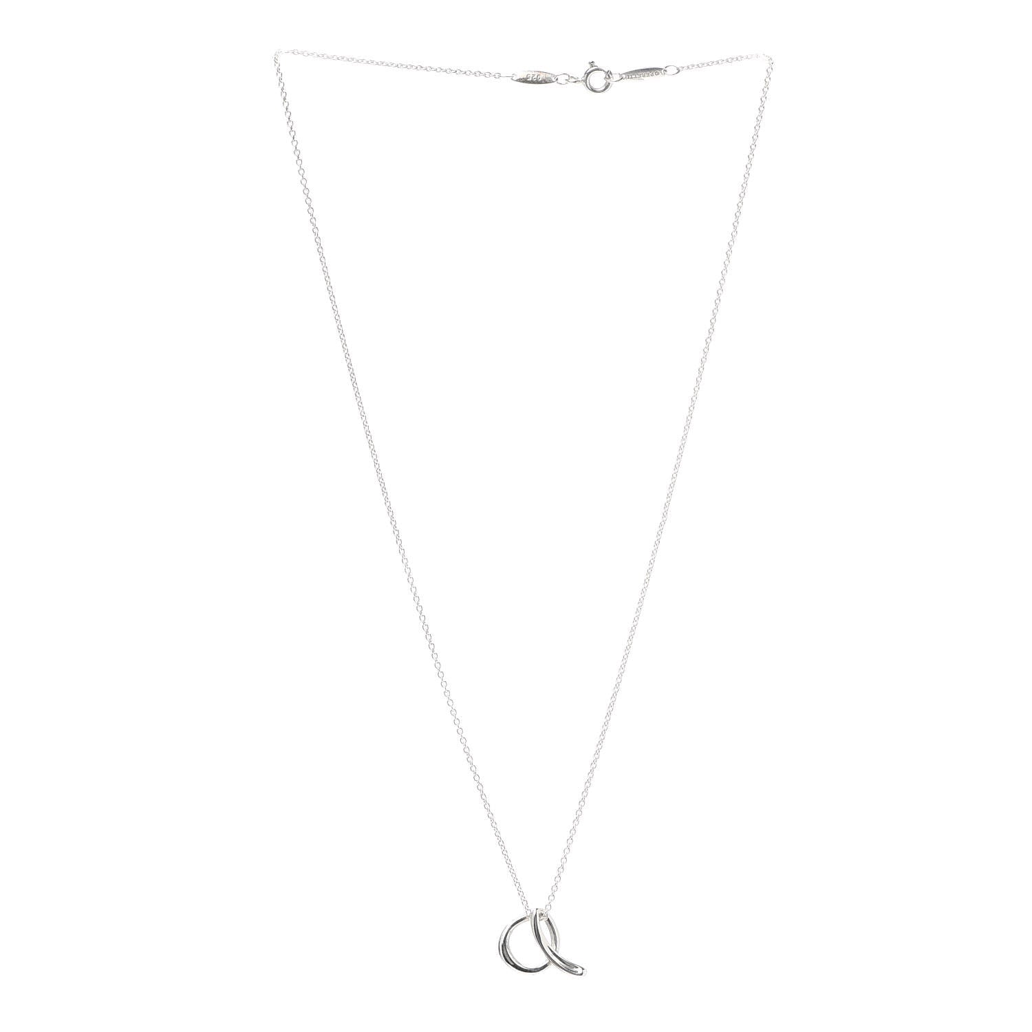 Tiffany Sterling Silver Elsa Peretti Letter A Pendant Necklace 3 of 6