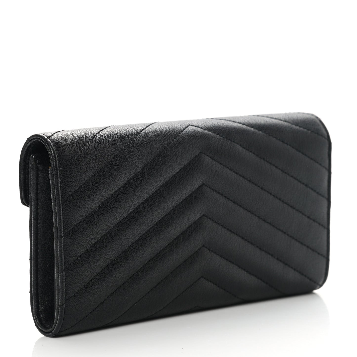 Grain De Poudre Matelasse Chevron Monogram Flap Wallet Black