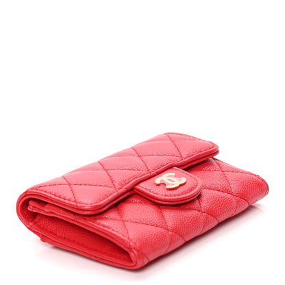 Chanel Caviar Quilted Flap Card Holder Wallet Red 3 of 4