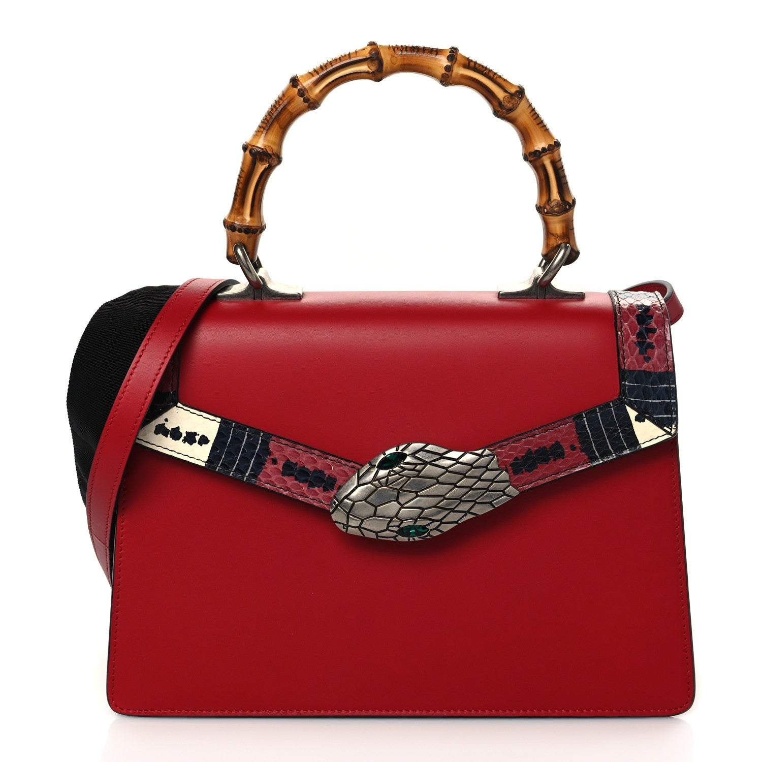 Gucci Calfskin Snakeskin Small Lilith Top Handle Bag Red 1 of 10