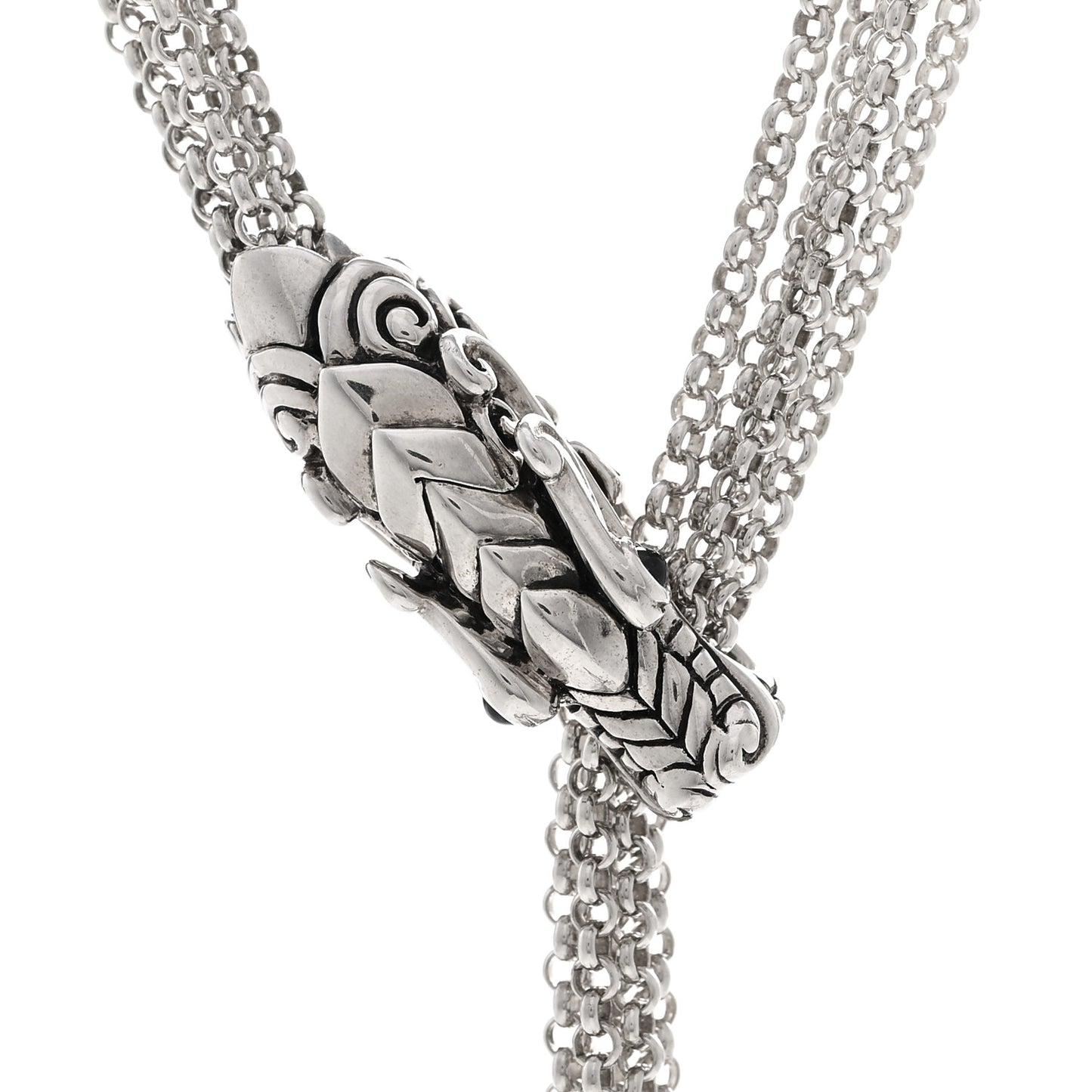 Sterling Silver Sapphire Legends Naga Dragon Lariat Necklace