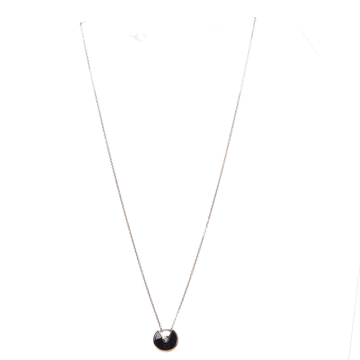 18K Pink Gold Diamond Black Onyx XS Amulette de Cartier Pendant Necklace