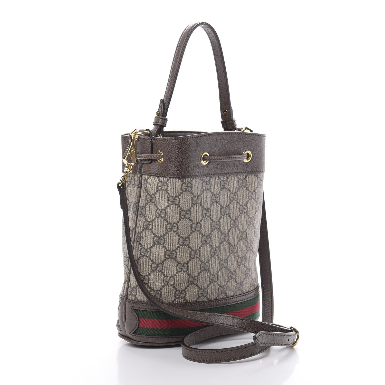 Gucci GG Supreme Monogram Web Small Ophidia Bucket Bag Brown 3 of 10