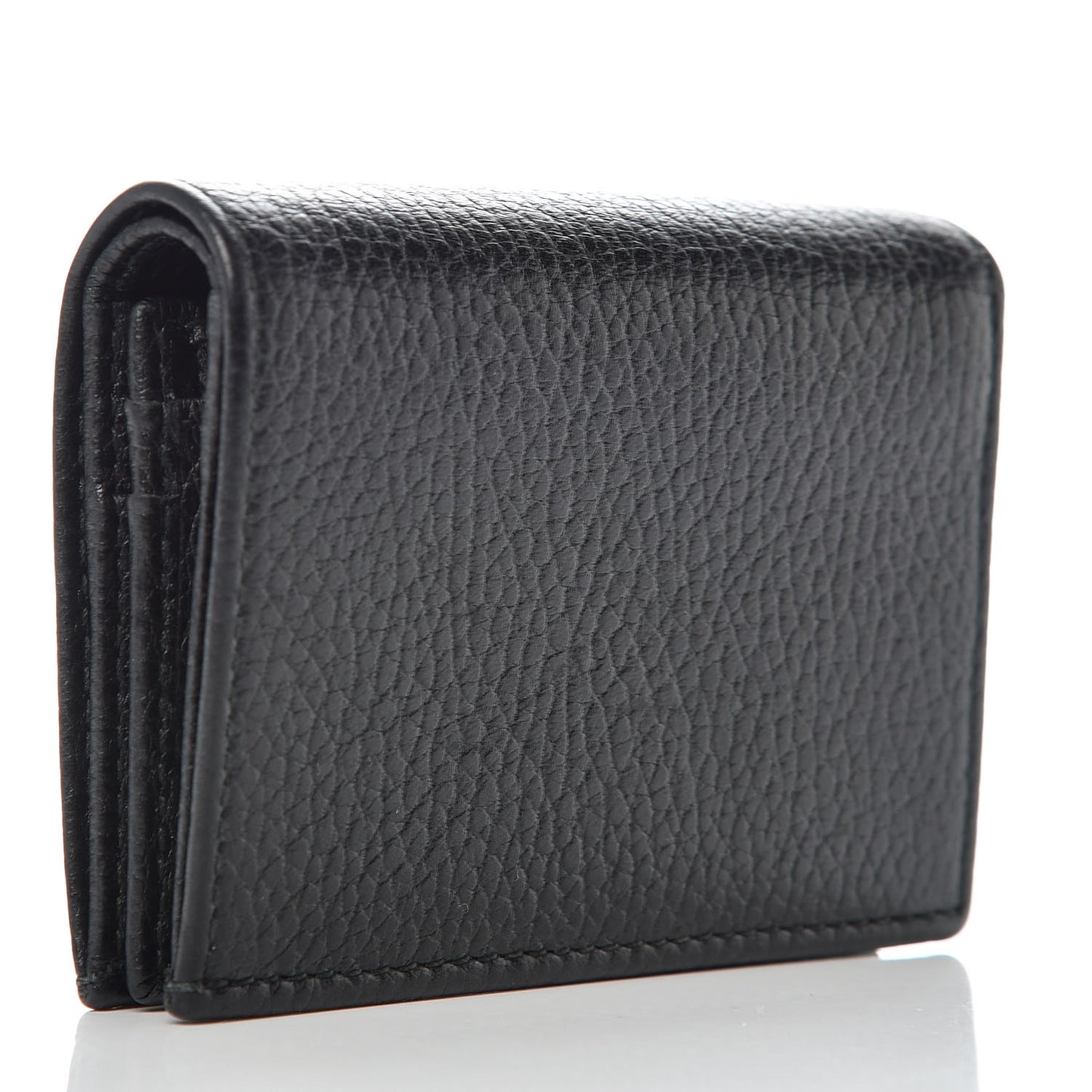 Pebbled Calfskin GG Marmont Card Case Black