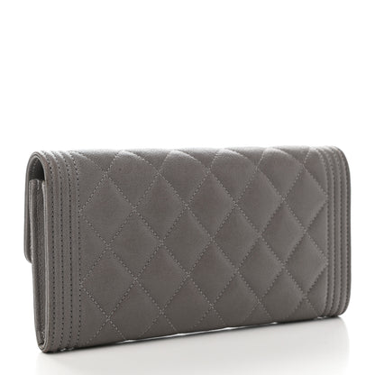 Chanel Caviar Quilted Large Boy Gusset Flap Wallet Grey 3 of 9