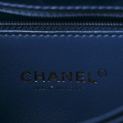 Chanel Calfskin Lizard Chevron Quilted Mini Coco Handle Flap Blue 7 of 12