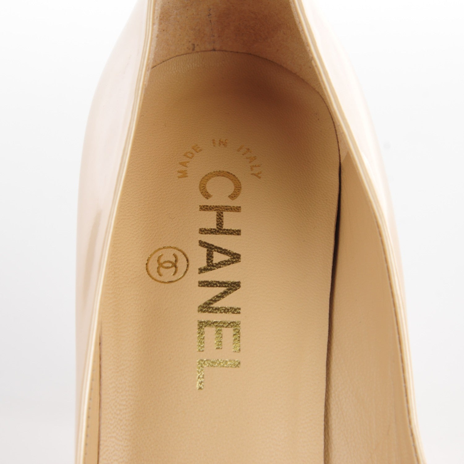 Chanel Patent Cap Toe CC Pumps 37 Beige 7 of 9