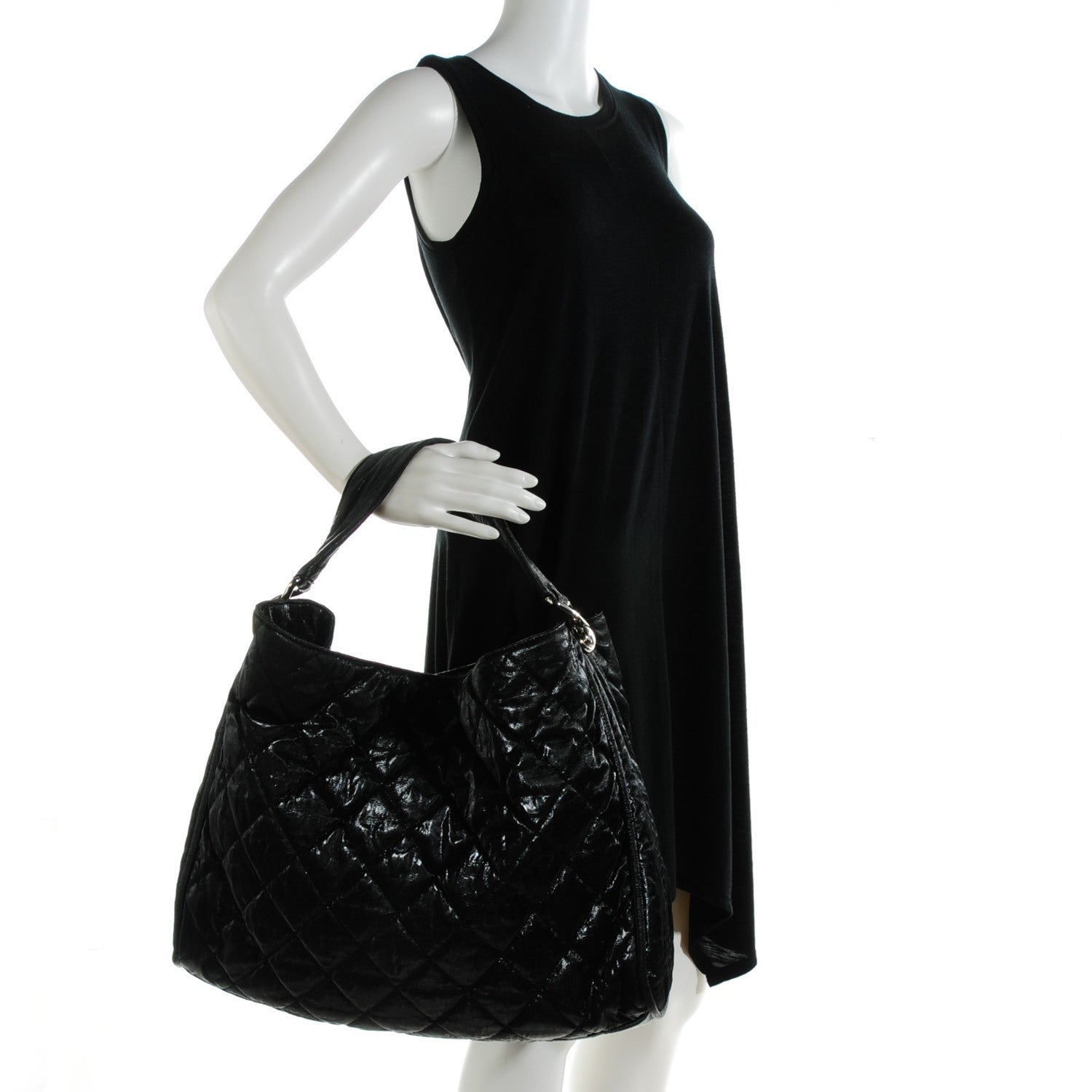 Chanel Nylon Quilted Le Marais Hobo Black 2 of 8
