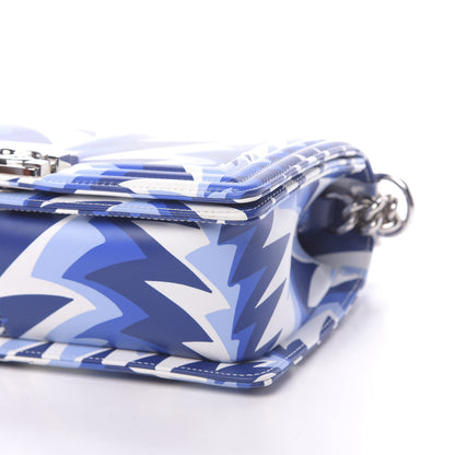 Chanel Printed Calfskin Medium Boy Flap Blue White 9 of 10
