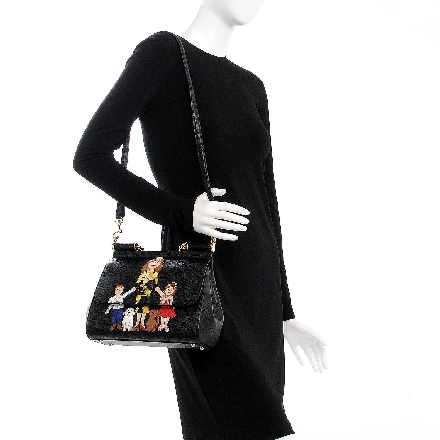 Dolce & Gabbana Dauphine Medium DG Family Patch Miss Sicily Satchel Black 2 of 9
