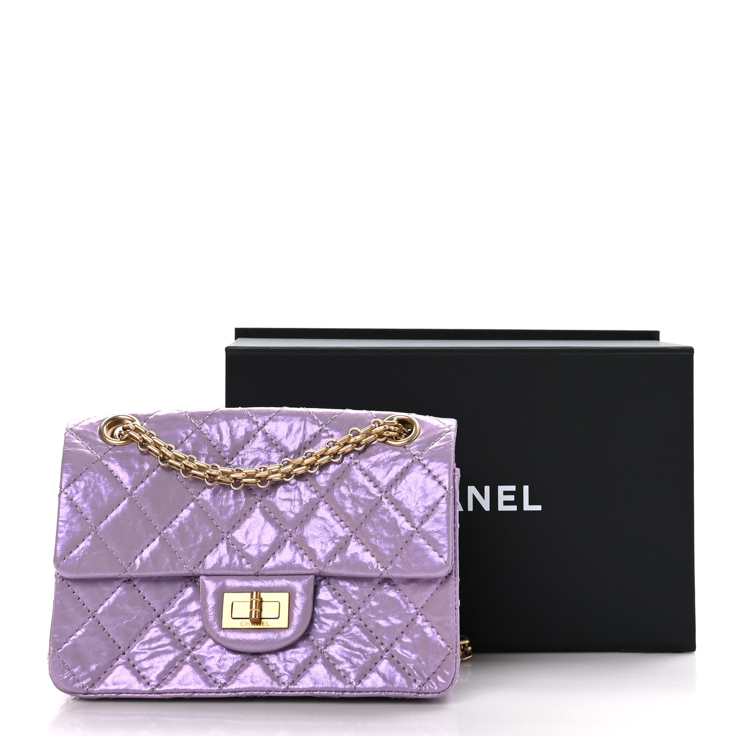 Chanel Glittered Aged Calfskin Quilted Mini 2.55 Reissue Flap Lilac 11 of 11