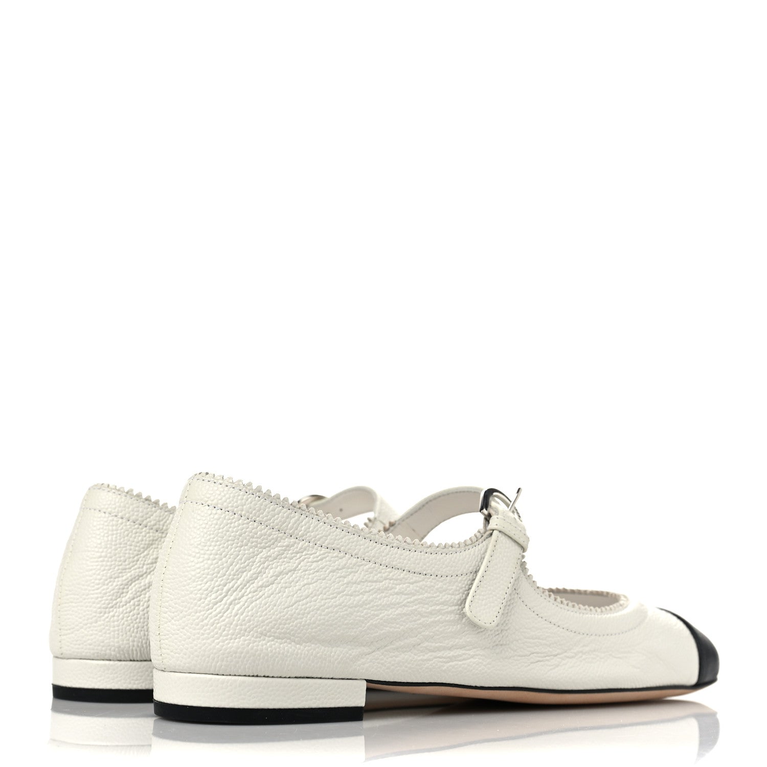 Chanel Calfskin Mary Jane Flats 37.5 White Black 4 of 10