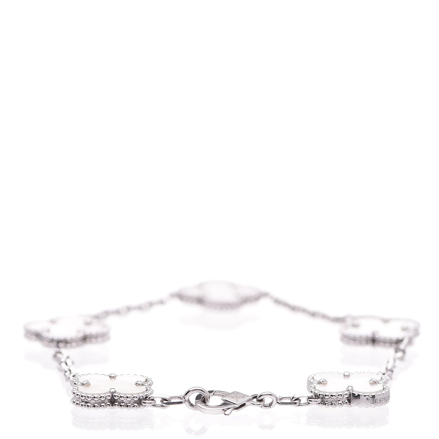 18K White Gold Mother of Pearl 5 Motifs Vintage Alhambra Bracelet