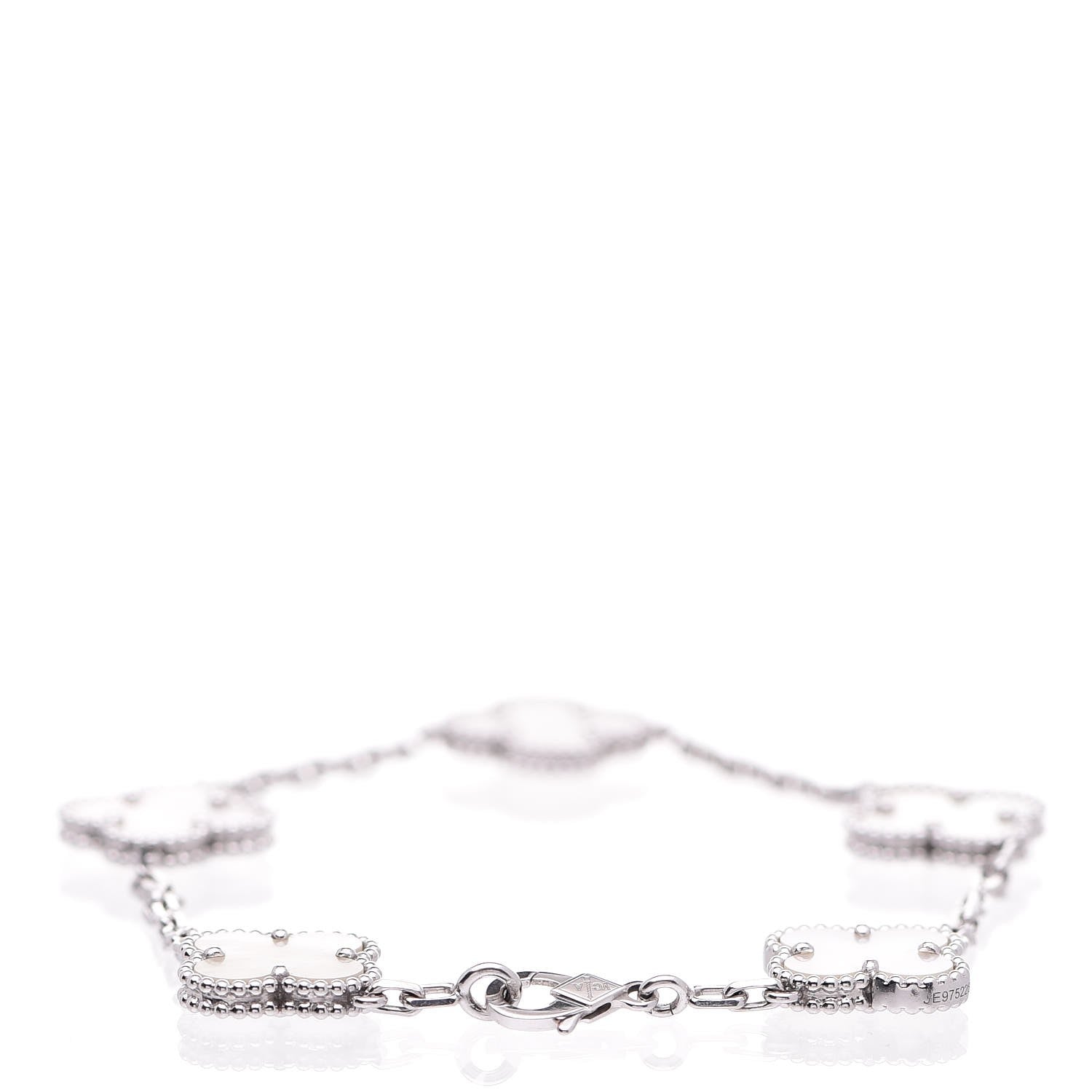 Van Cleef & Arpels 18K White Gold Mother of Pearl 5 Motifs Vintage Alhambra Bracelet 3 of 4