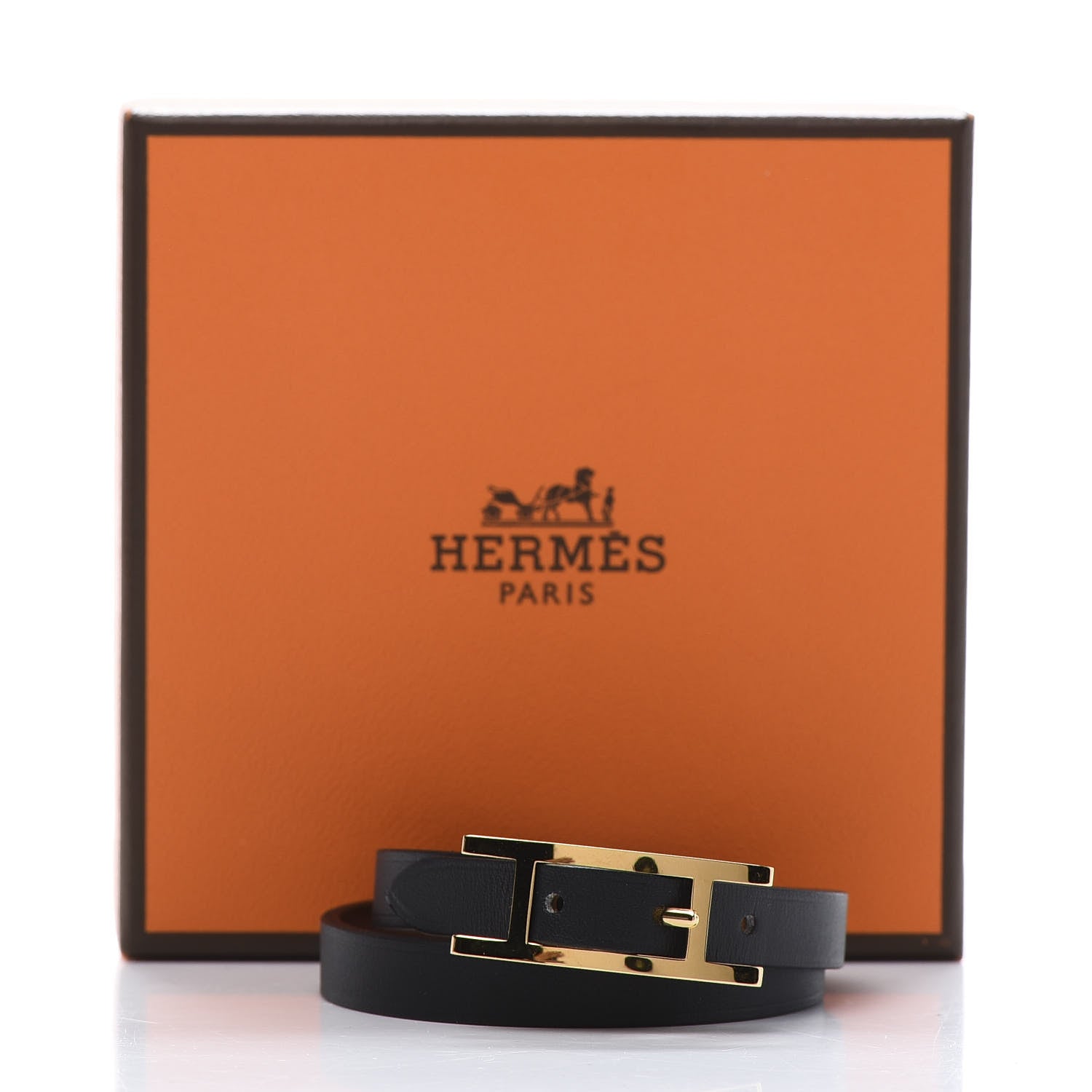 Hermes Chamonix Hapi 3MM Triple Tour Wrap Bracelet T2 Black 6 of 6
