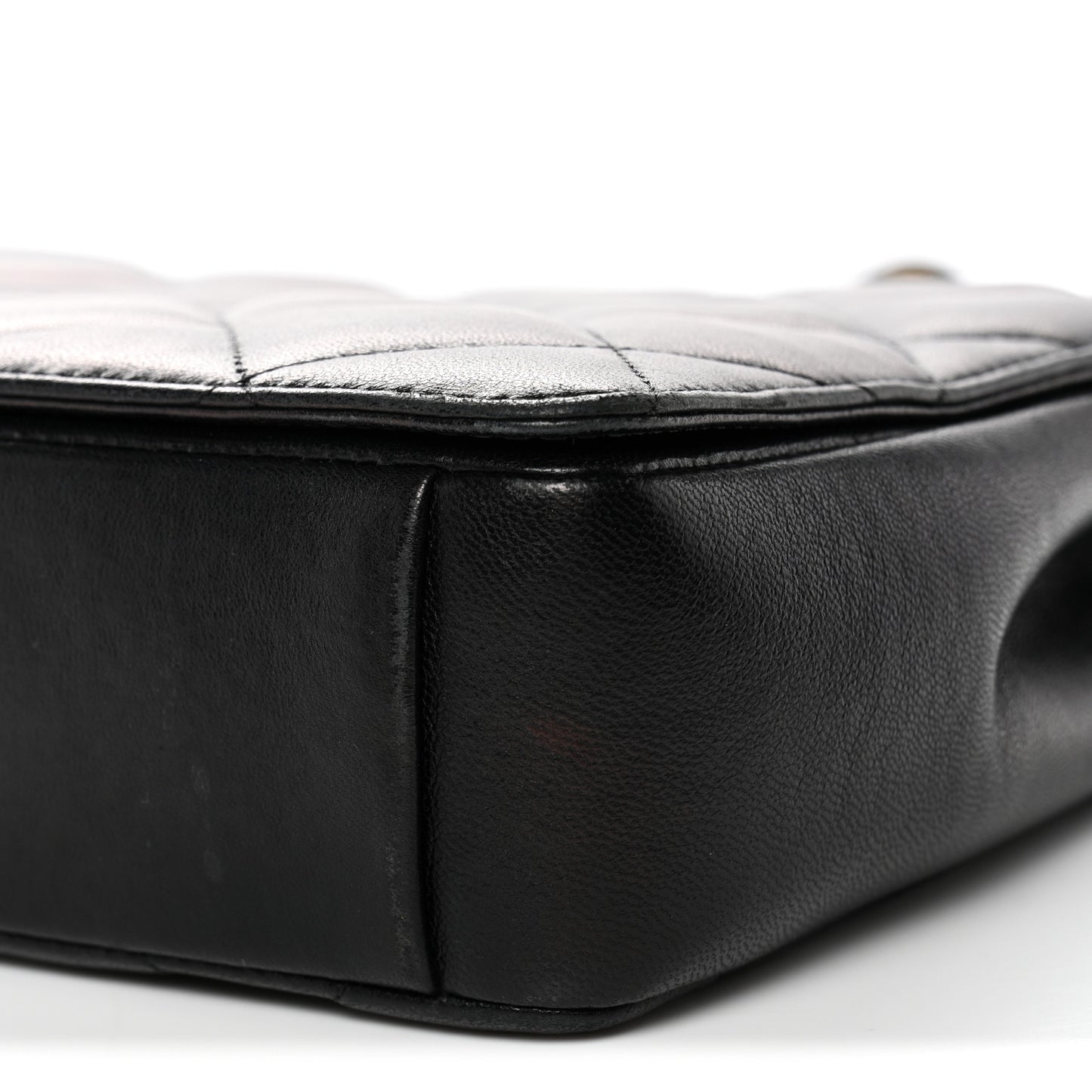 Lambskin Quilted Medium Diamond CC Flap Black