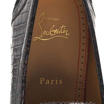 Christian Louboutin Calfskin Crocodile Embossed Mens No Penny Flat Loafers 42.5 Expresso 8 of 9