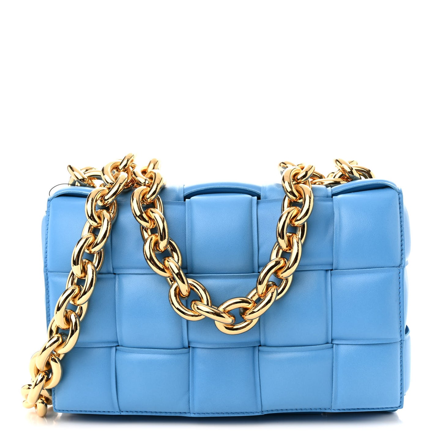 Lambskin Maxi Intrecciato Padded Chain Cassette Crossbody Bag Swimming Pool