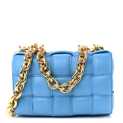 Bottega Veneta Lambskin Maxi Intrecciato Padded Chain Cassette Crossbody Bag Swimming Pool 1 of 11