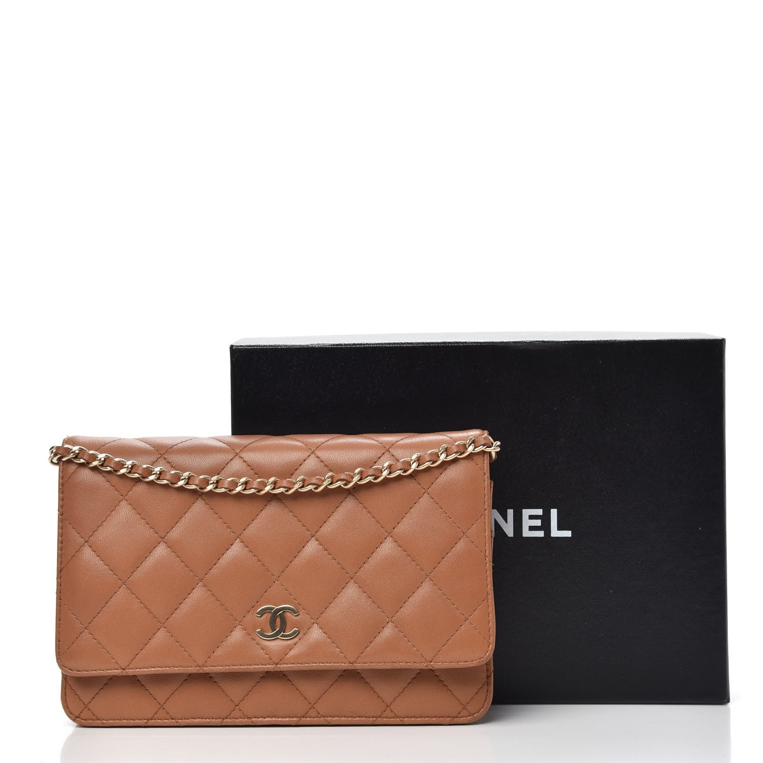 Chanel Lambskin Quilted Wallet on Chain WOC Brown 12 of 13