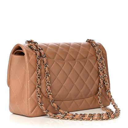 Chanel Caviar Quilted Jumbo Double Flap Beige 5 of 9