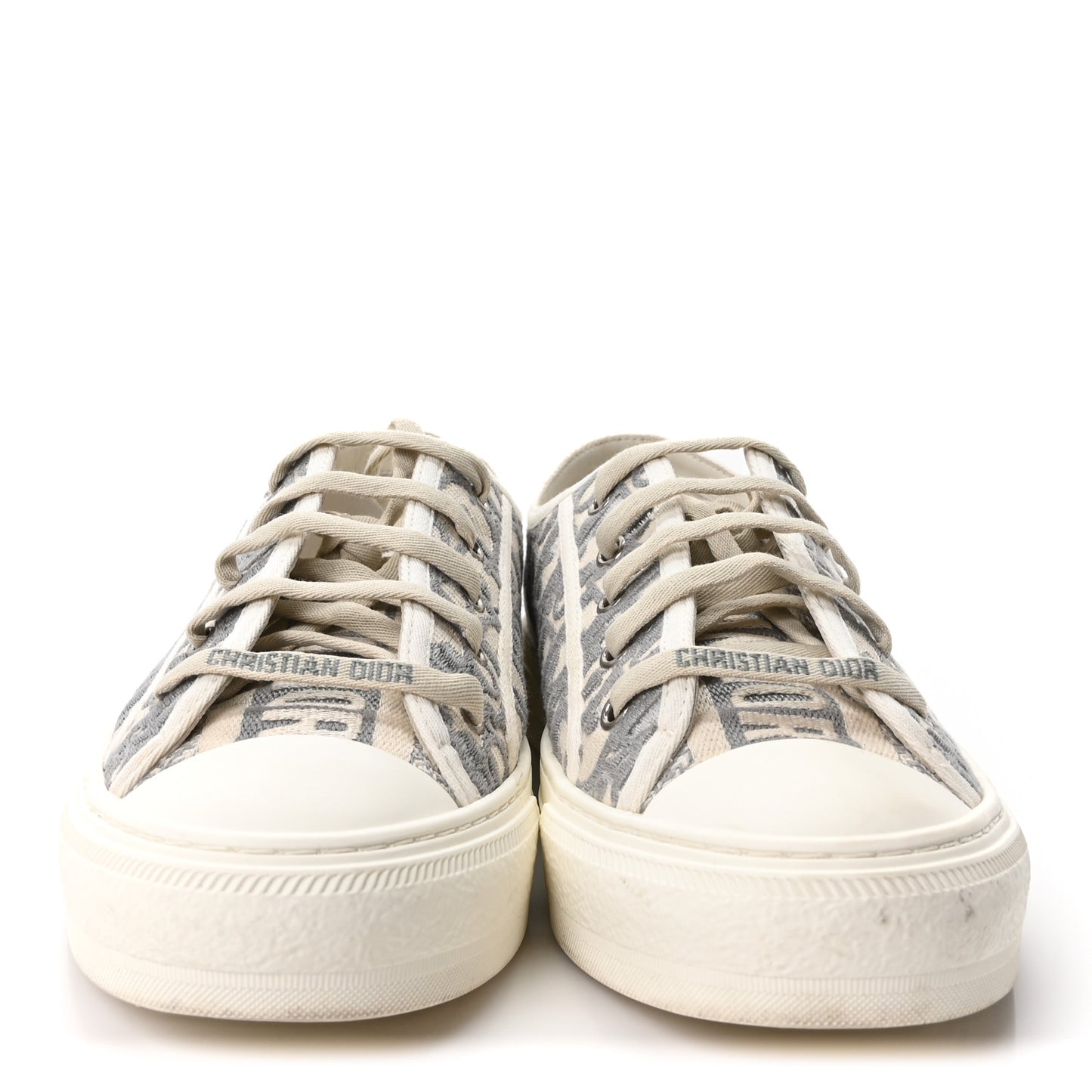 Canvas Oblique Walk'N'Dior Low Top Platform Sneakers 41 Stone Grey