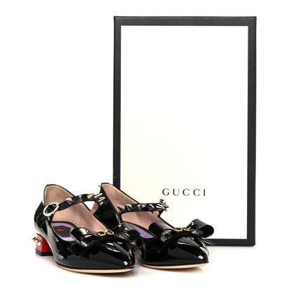 Gucci Patent Crystal GG Bow Sadie Spike Low Heel Ballerina Loafers 36 Black 9 of 9