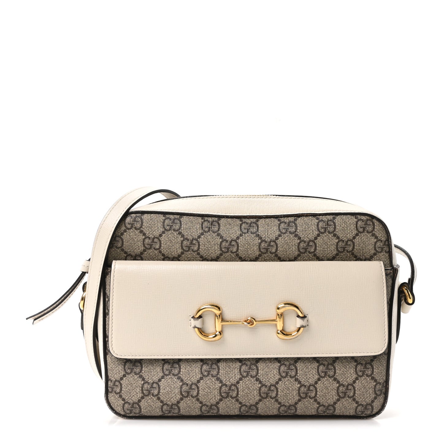 GG Supreme Monogram Small Horsebit 1955 Shoulder Bag Beige Mystic White