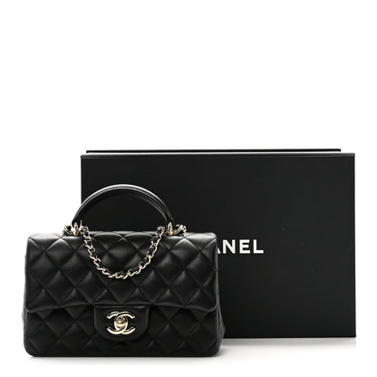 Chanel Lambskin Quilted Mini Top Handle Rectangular Flap Black 11 of 11
