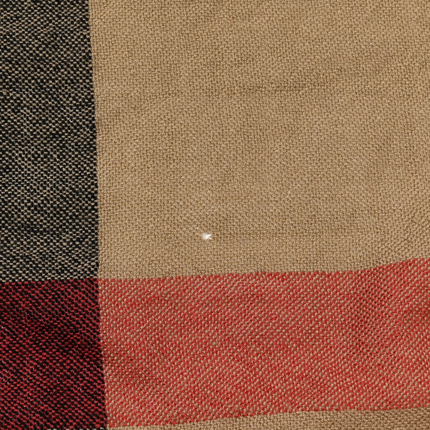 Wool Half Mega Check Fringe Scarf Camel