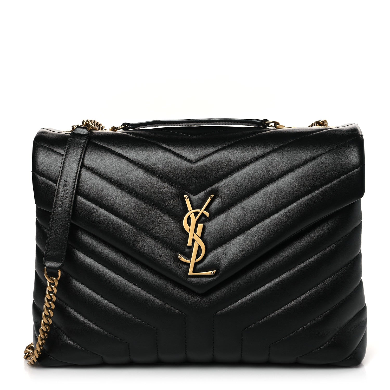 Saint Laurent Calfskin Y Quilted Monogram Medium Loulou Chain Satchel Black 1 of 8