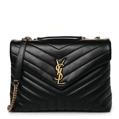 Saint Laurent Calfskin Y Quilted Monogram Medium Loulou Chain Satchel Black 1 of 8