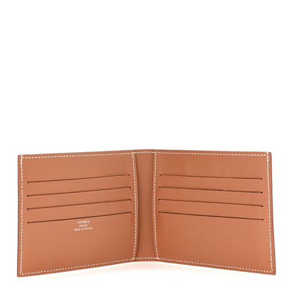 Hermes Evercolor Citizen Twill Compact Wallet Gold Bleu De France Bleu Saphir 5 of 8