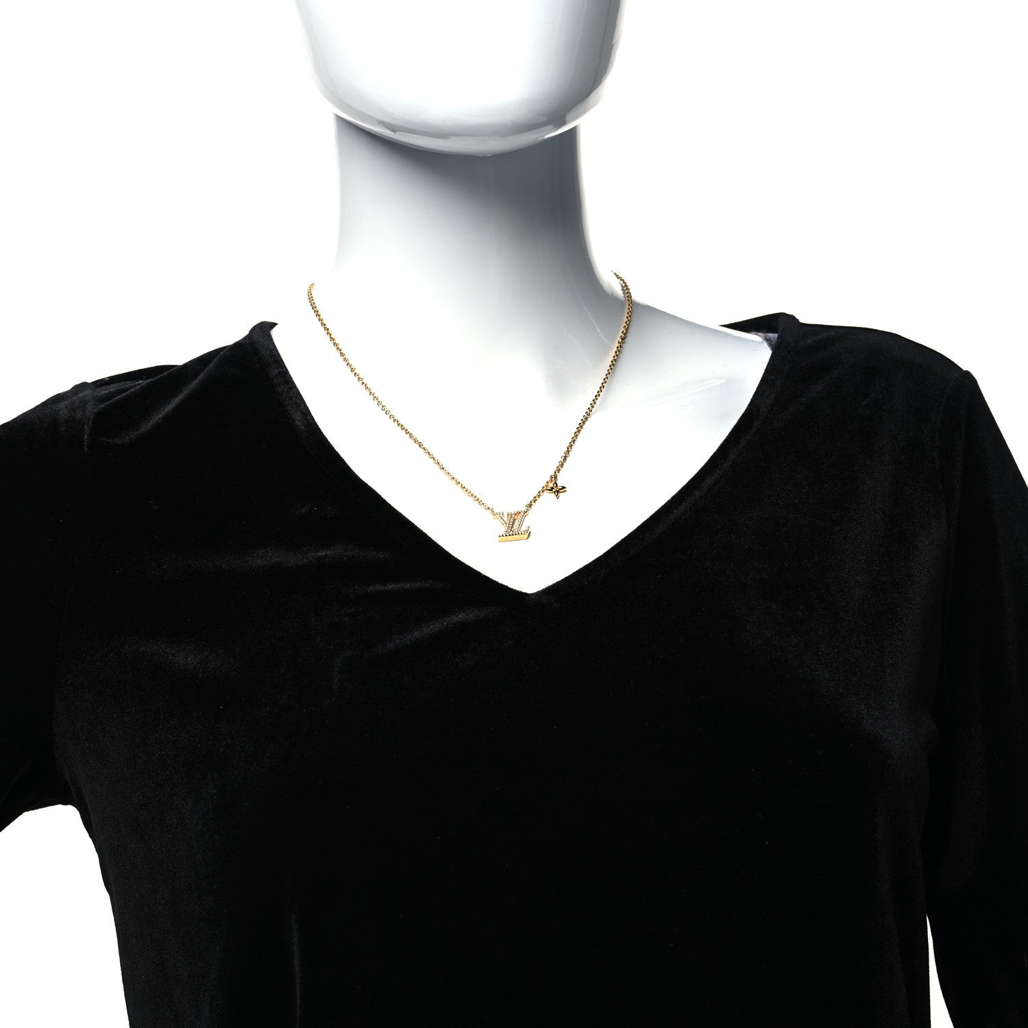 Louis Vuitton Metal Crystal LV Iconic Necklace Gold 2 of 6