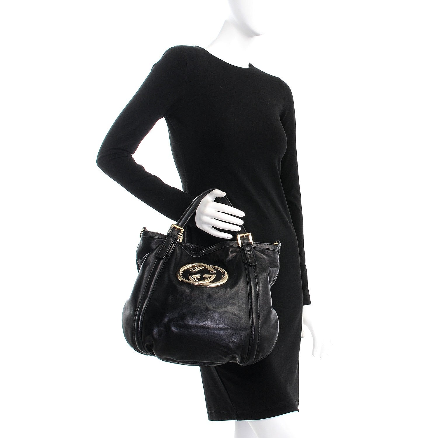 Gucci Calfskin Medium Britt Bag Black 3 of 10