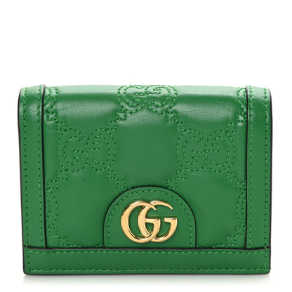 Gucci Calfskin GG Matelasse Card Case Wallet Spring Green 1 of 7