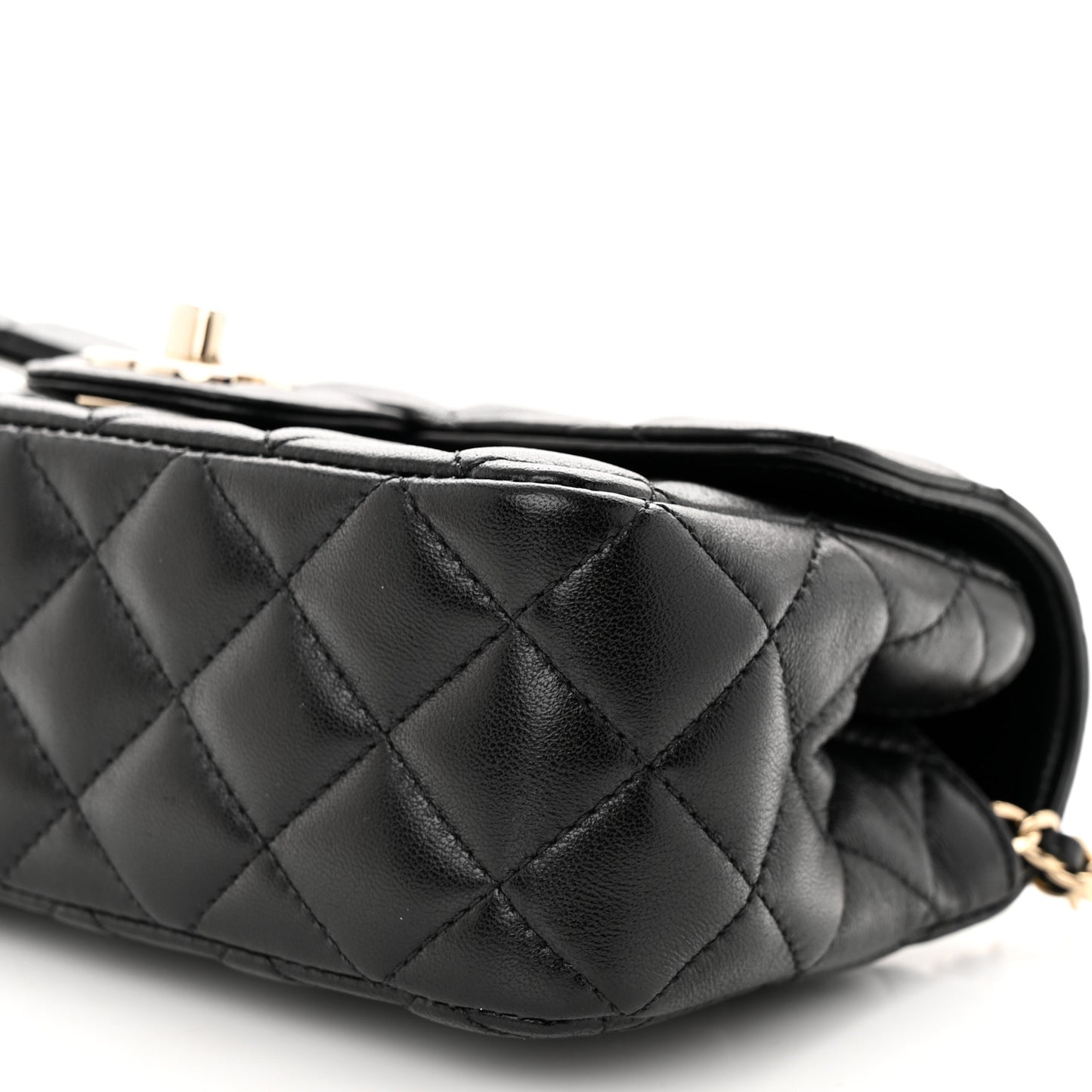 Lambskin Quilted Mini Crystal Top Handle Rectangular Flap Black