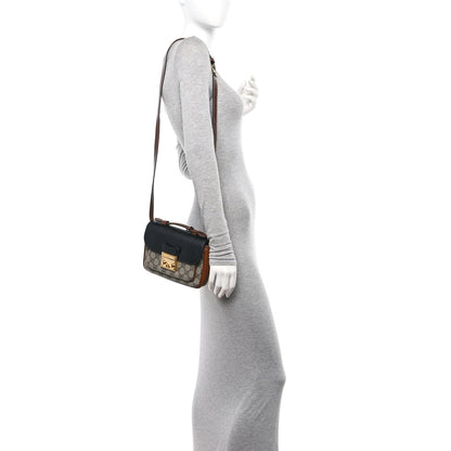 Gucci GG Supreme Monogram New Sakai Lux Calfskin Mini Padlock Flap Pocket Shoulder Bag Beige Ebony Black Cuir 2 of 10
